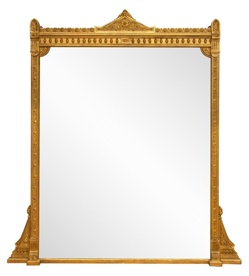 English Antique gilded overmantle  mirror