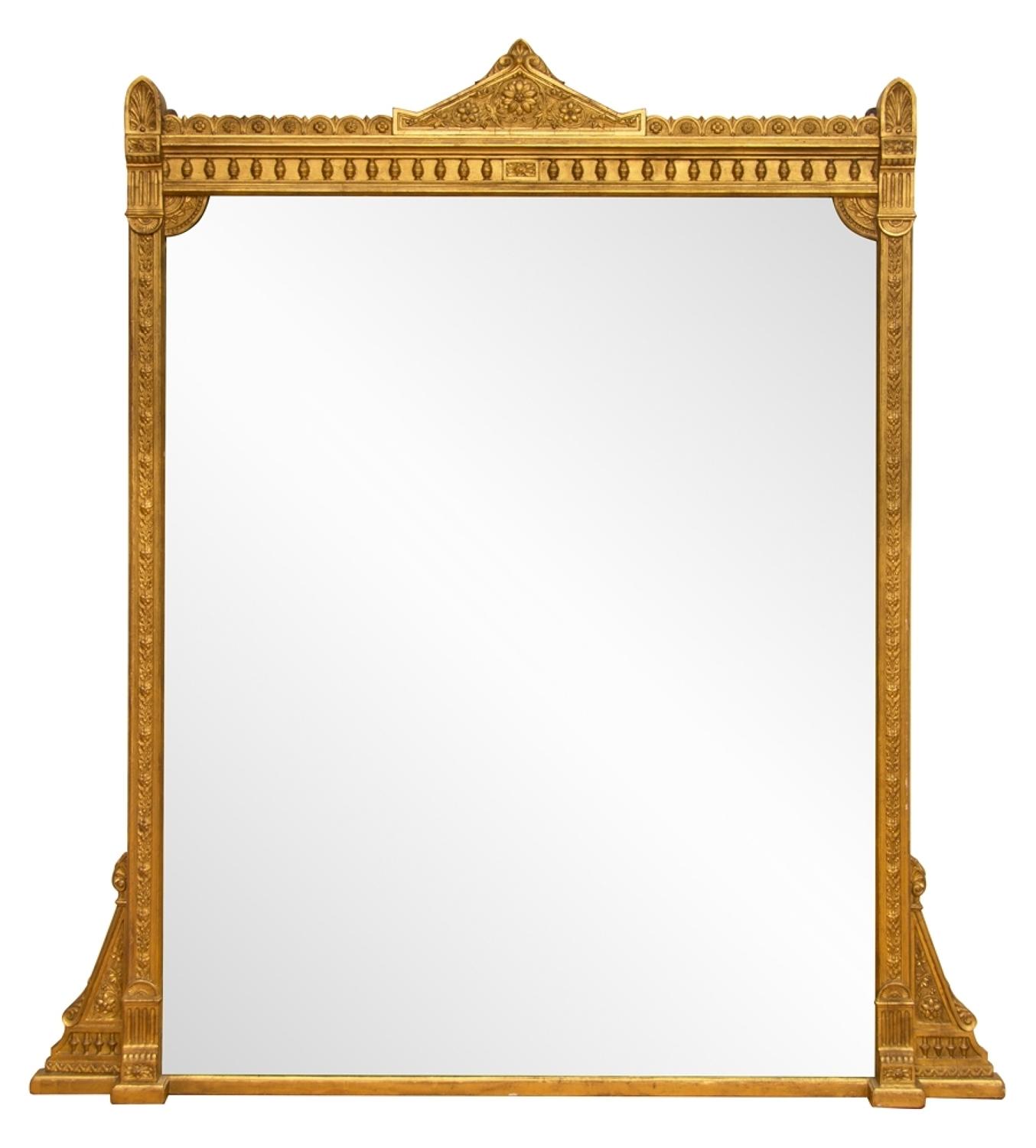 English Antique gilded overmantle  mirror