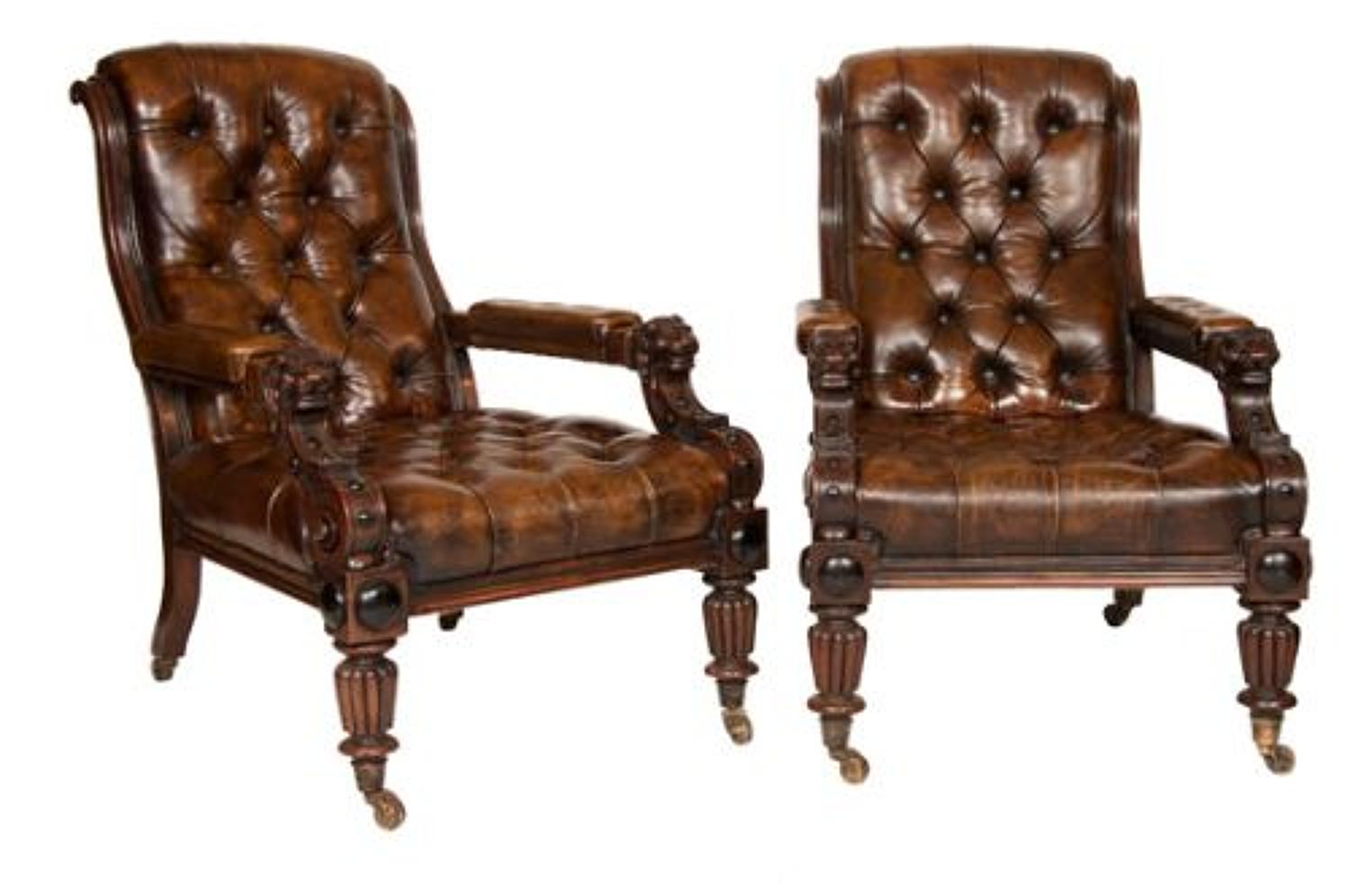 A pair of leather country house chairs