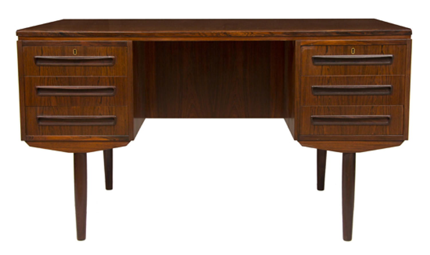 An exotic timber Danish midcentury designer desk