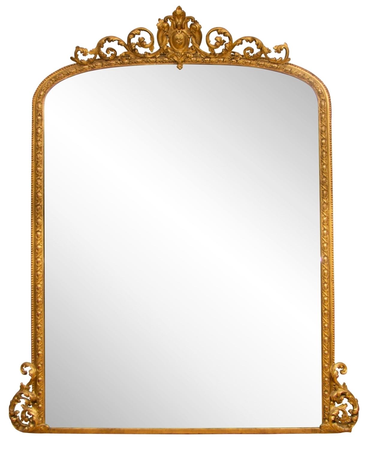 An English Antique gilded overmantle mirror