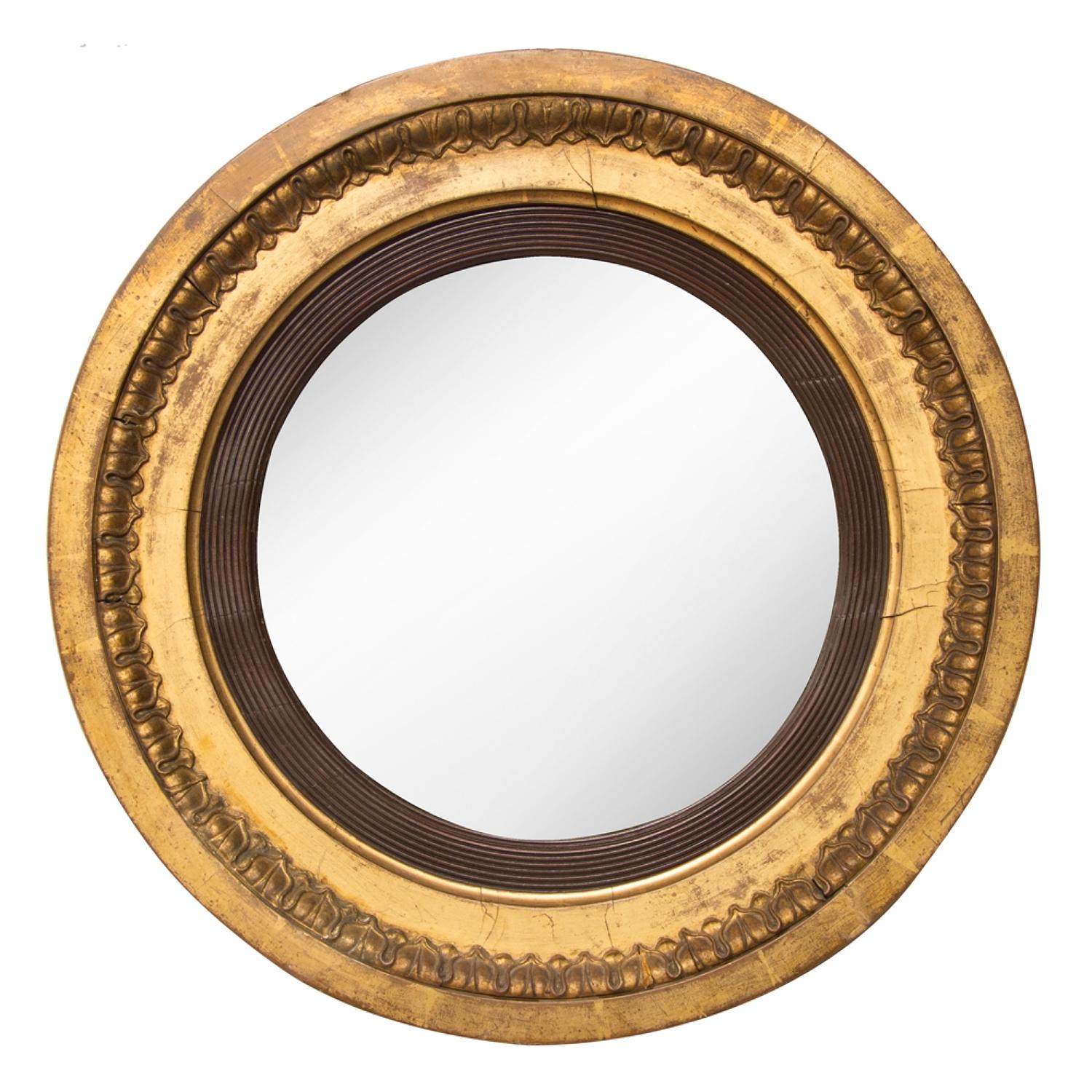 Early Convex Mirror with Original Mercury Plate Glass c.1800