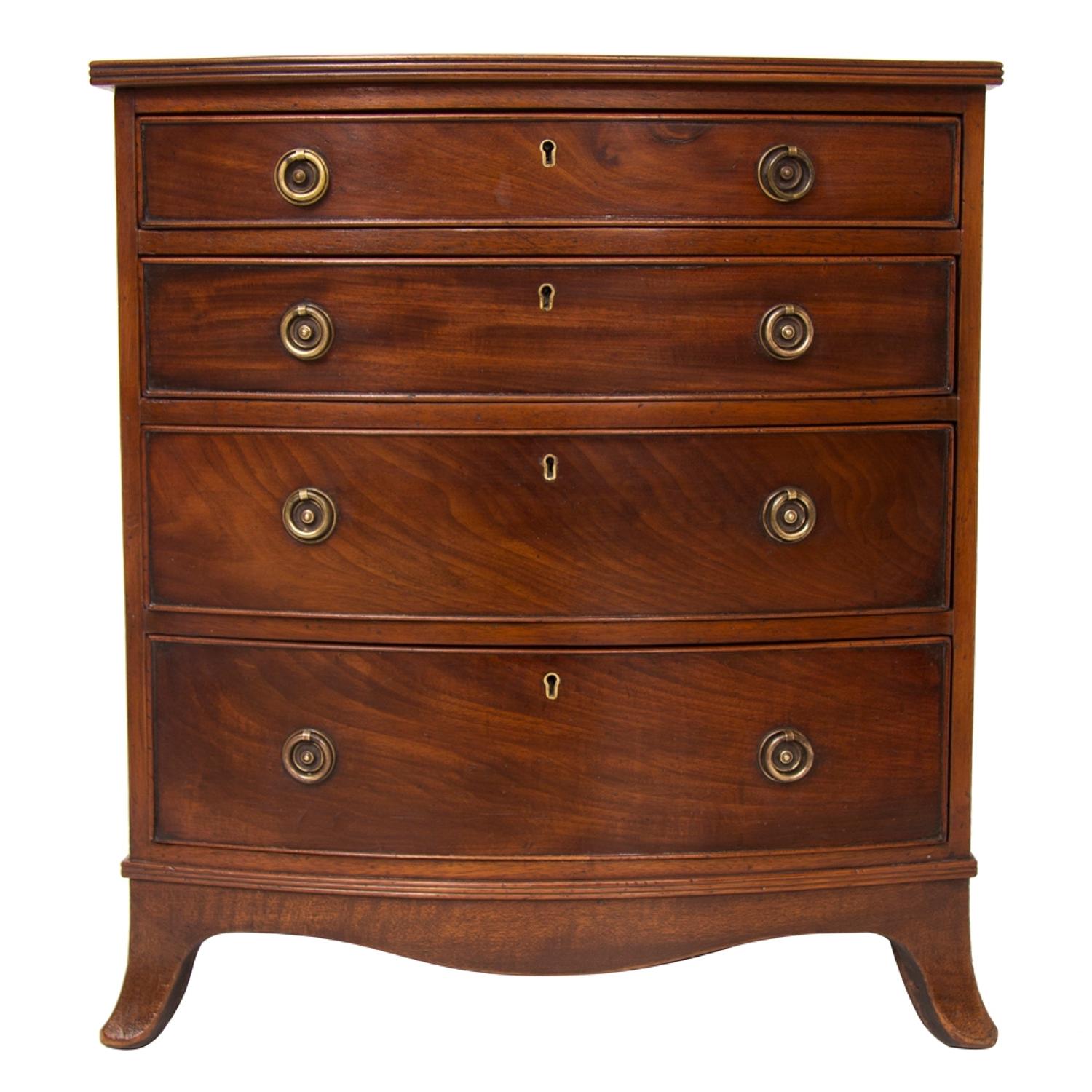Small 19th Century Mahogany Bow Front Chest of Drawers