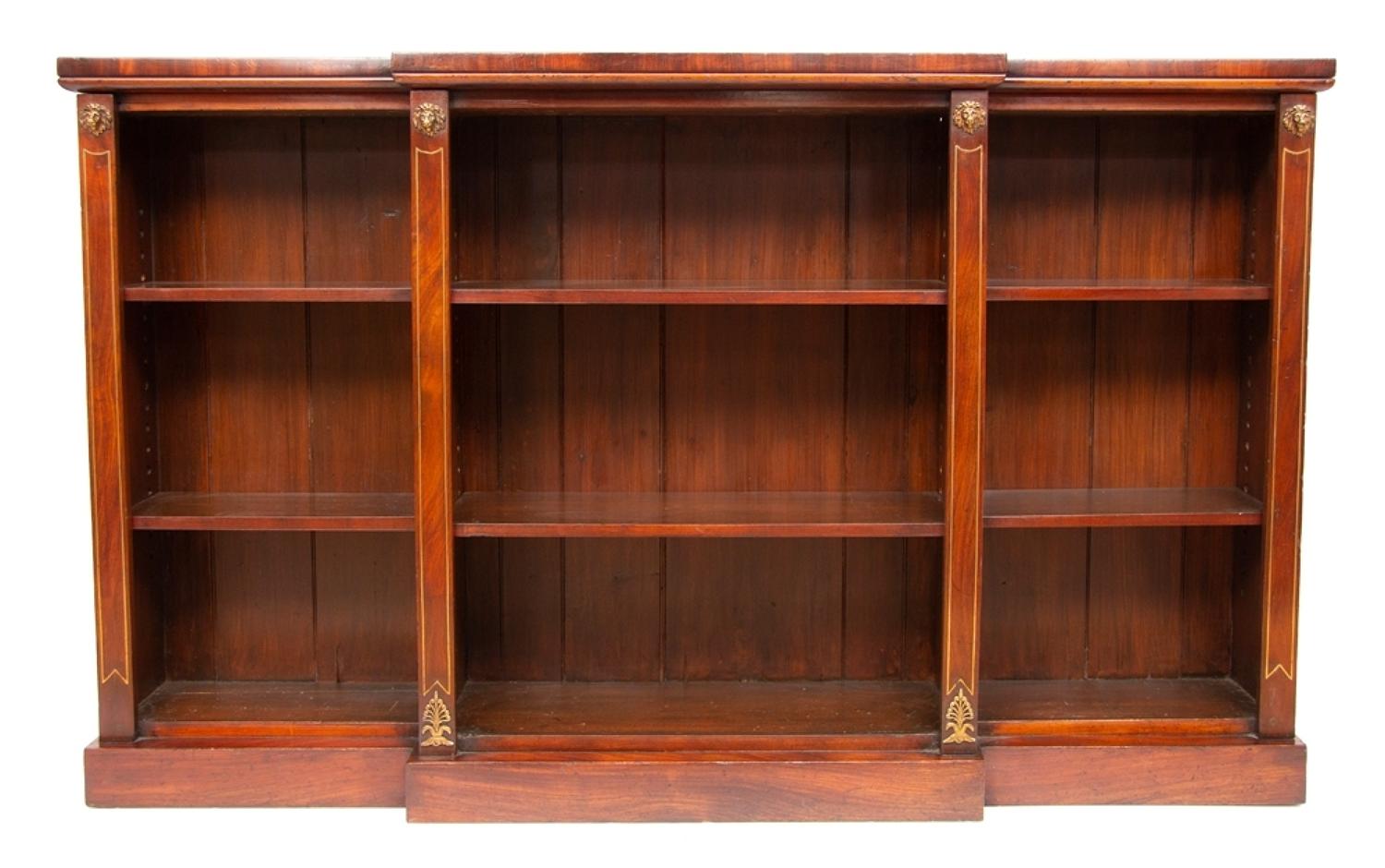 Regency Breakfront Bookcase with Brass Inlay