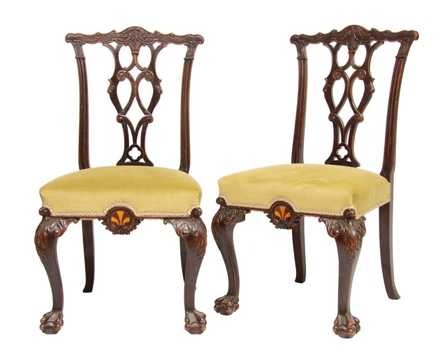 Mahogany Chairs with Specimen Wood Inlay c.1860