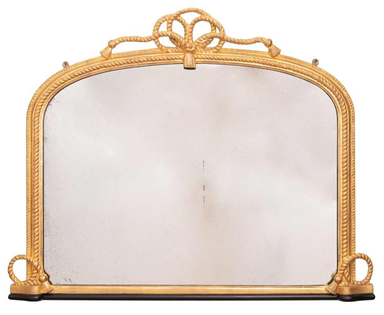 English Antique Giltwood Overmantle Mirror c.1860
