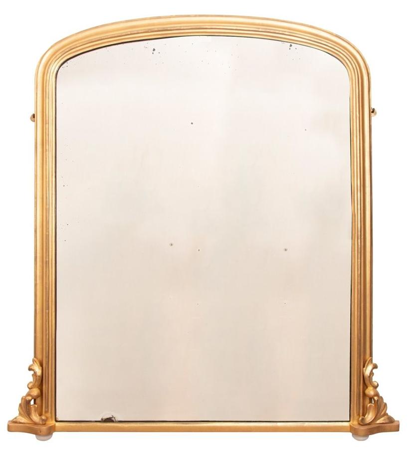 Antique English Giltwood Overmantle Mirror c.1880