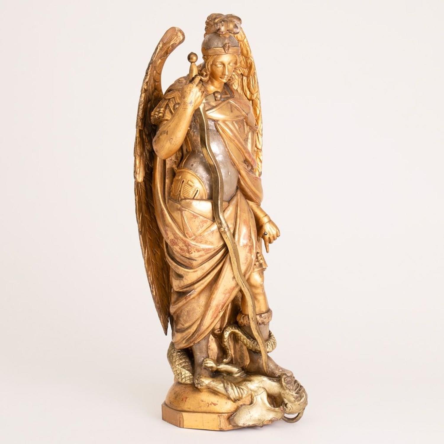Large Gilded Ecclesiastical Statue of Saint Michael