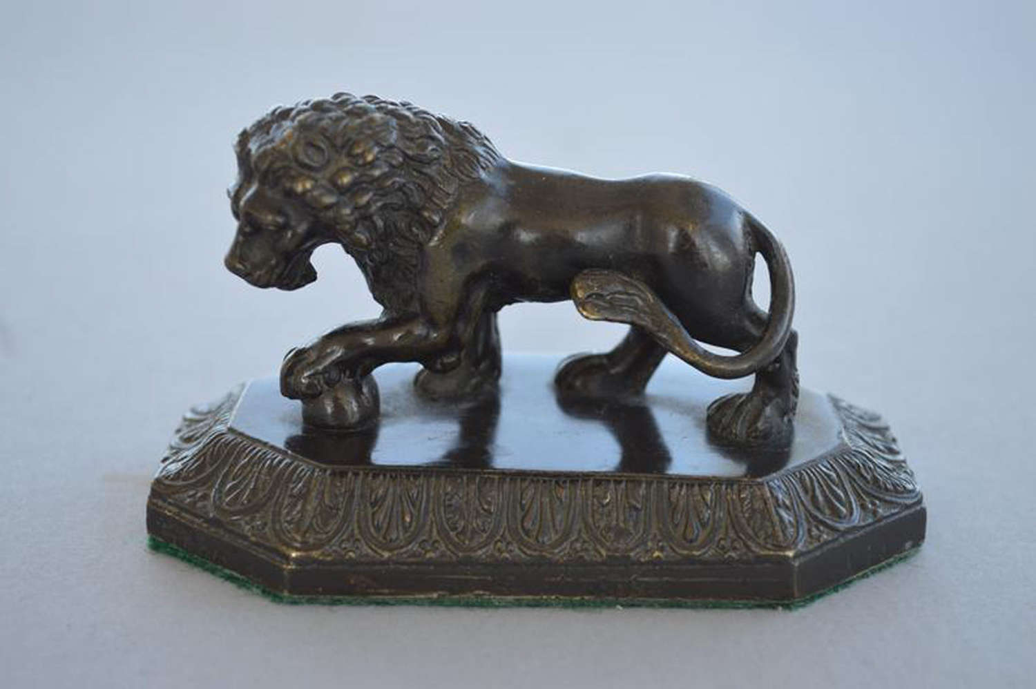 Original antique bronze lion sculpture