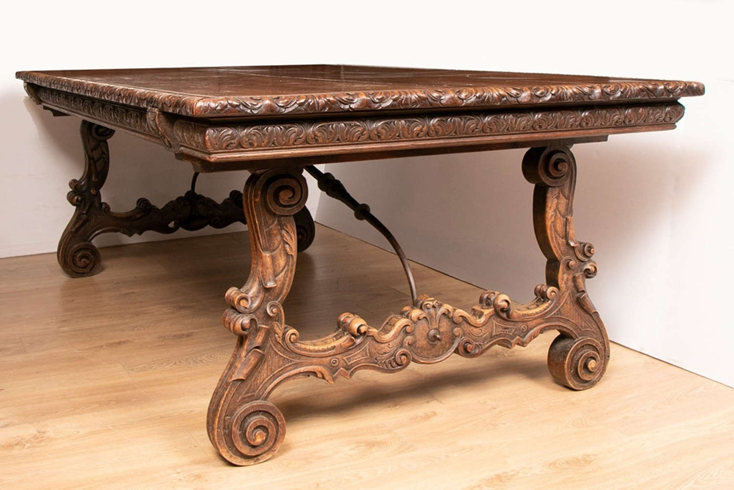 Antique Carved Walnut Baronial Table