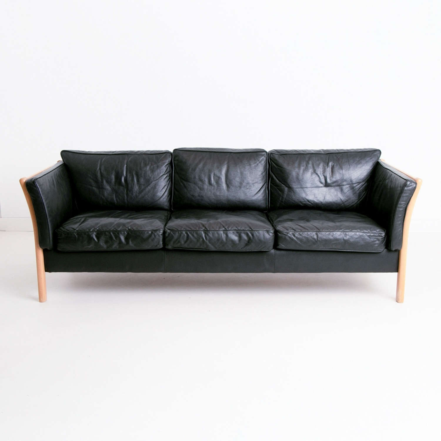 Black Leather Stouby Sofa c.1960