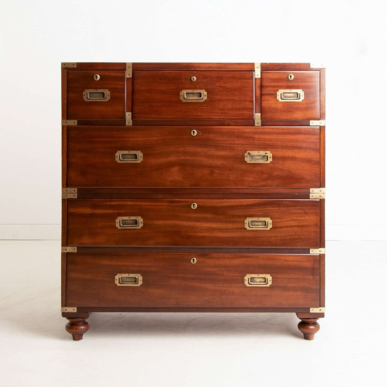 Antique Military Campaign Travelling Chest on Chest c.1850