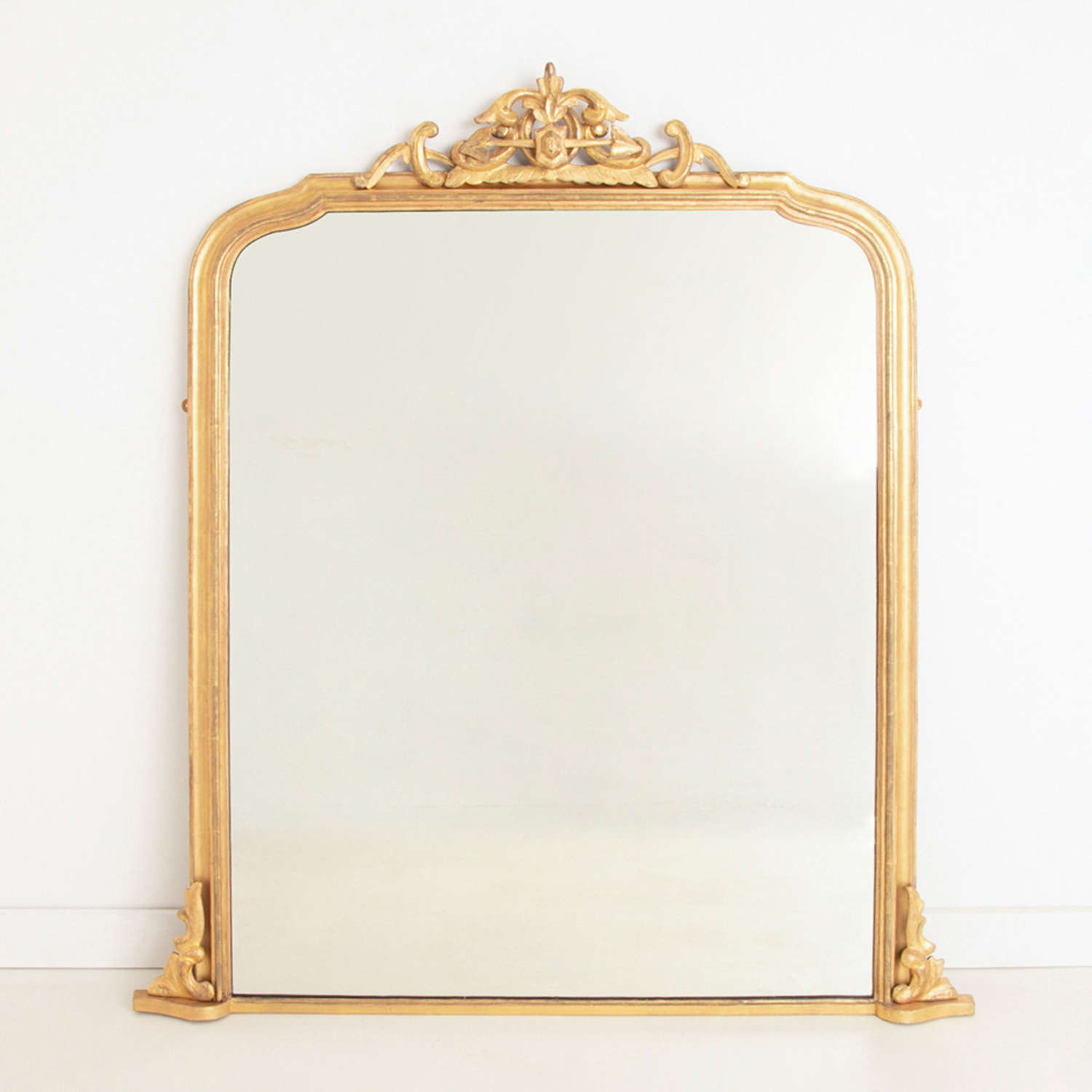 Crested English Gilded Overmantle Mirror