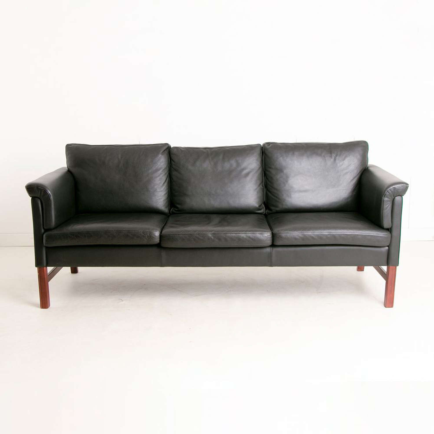 Danish black leather Midcentury Sofa