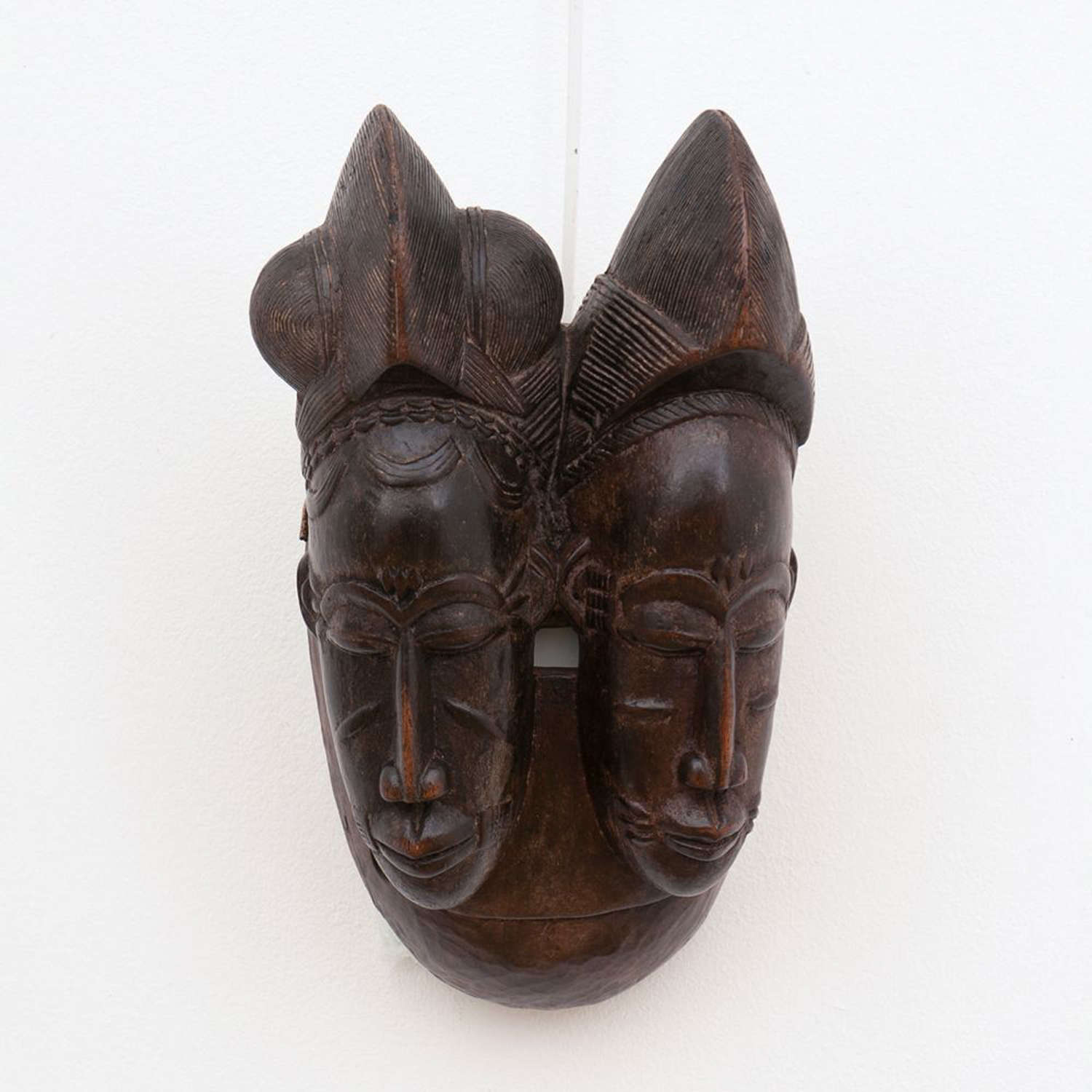 Late 19th Century Antique Tribal Double Headed Mask from Ivory Coast c