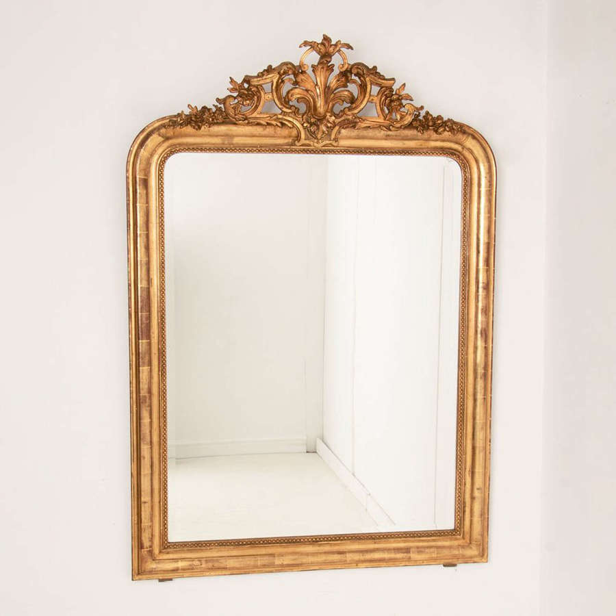 Large overmantle crested Louis Philippe antique mirror