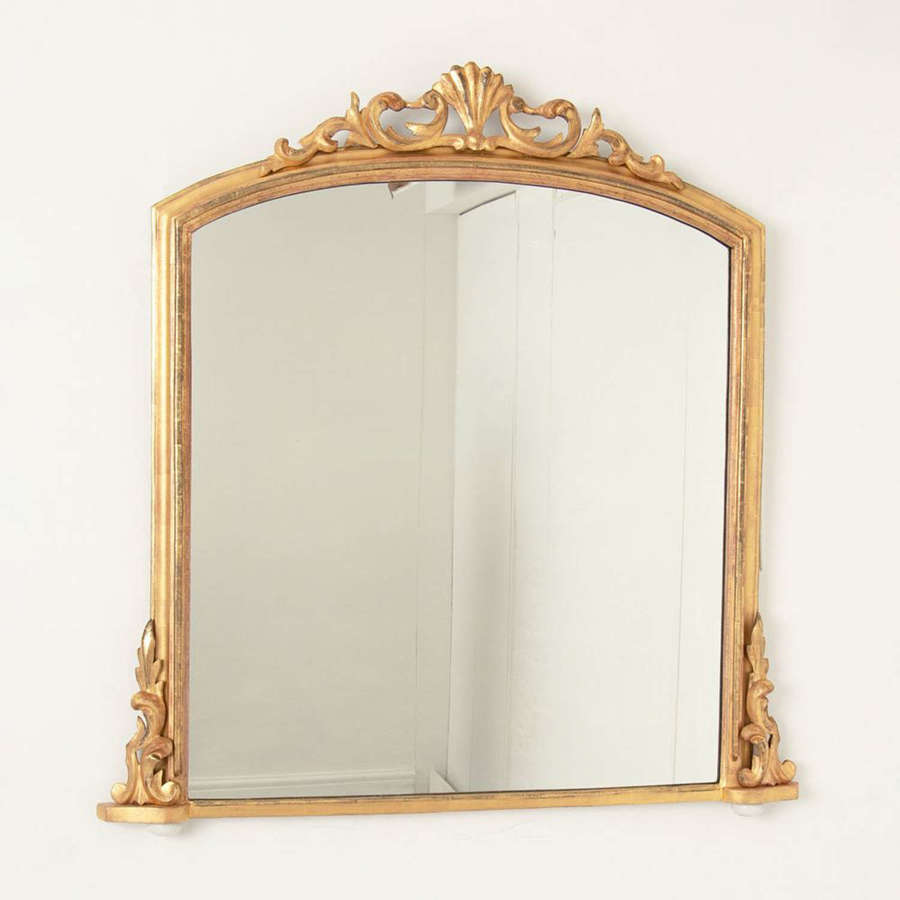 Antique Crested Giltwood Overmantle Mirror c.1865