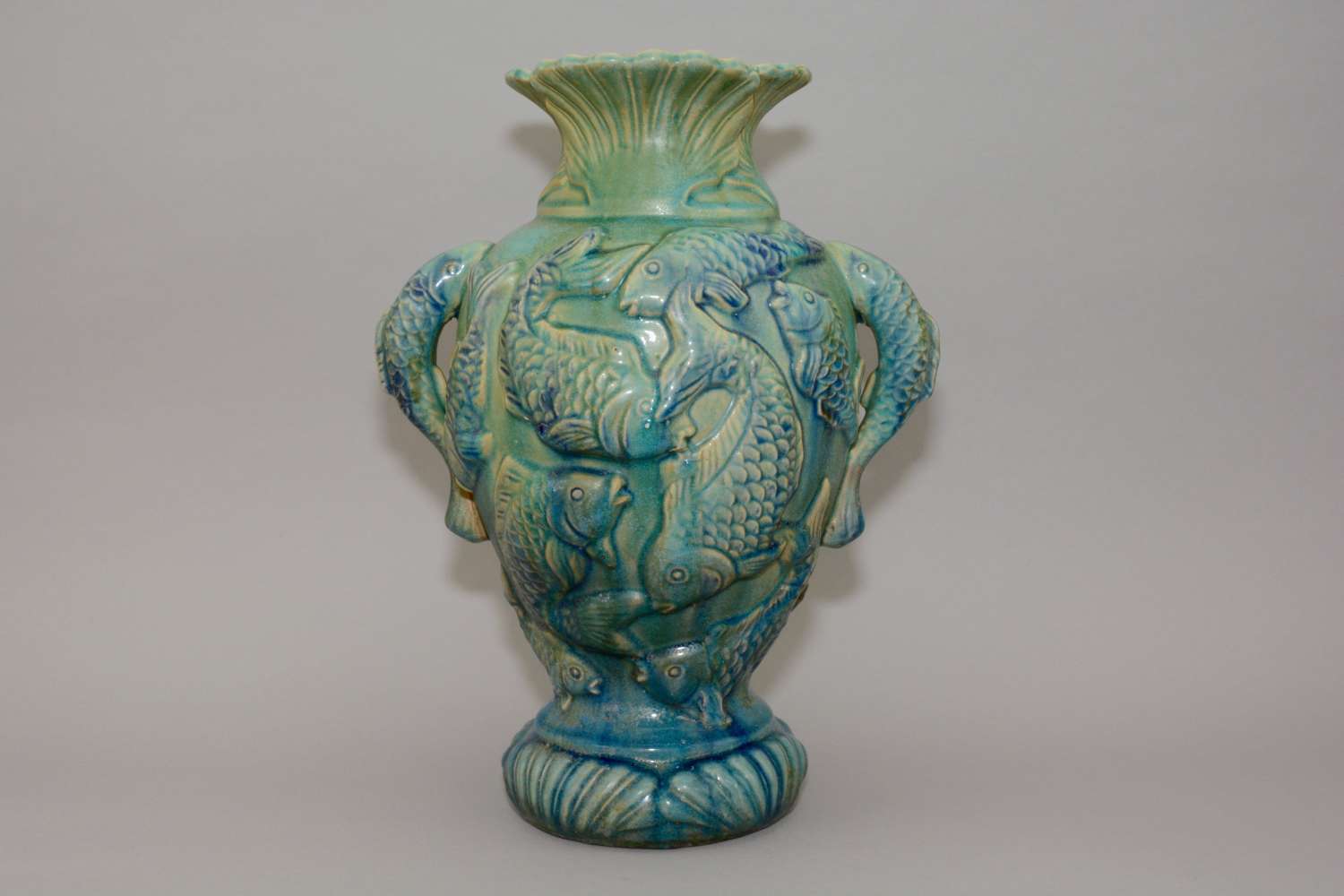 Chinese export Art Nouveau vase. Hand made from bisque china