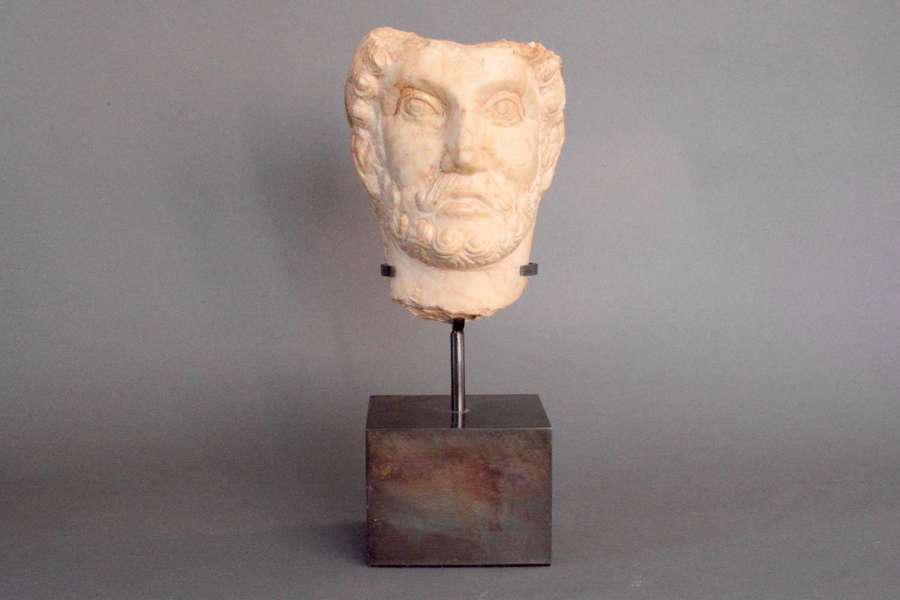 A superb antique marble bust of Hadrian.