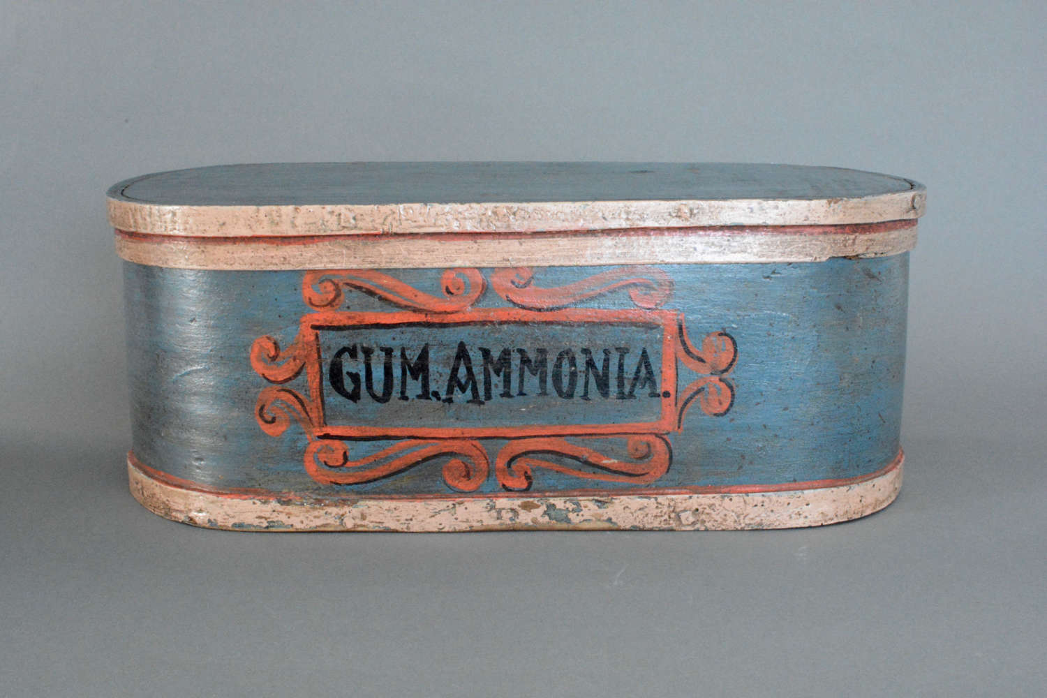 A decorative 19th century hand painted bentwood apothecary storage box