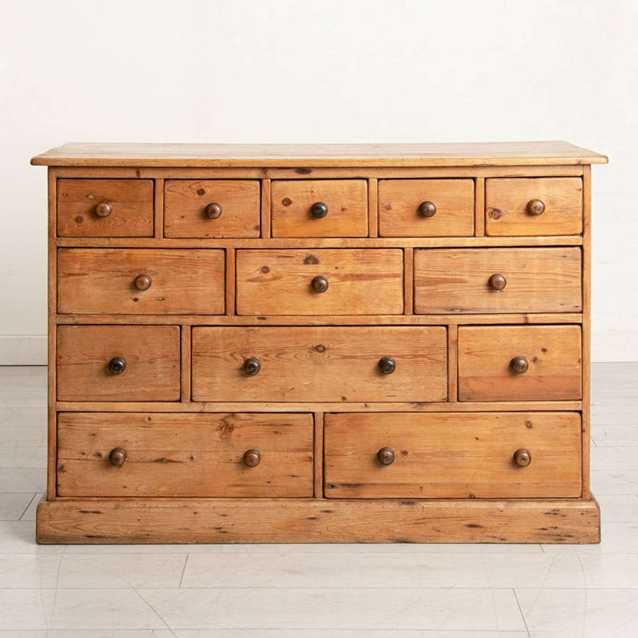19th Century Antique Pine Bank or chest of Drawers