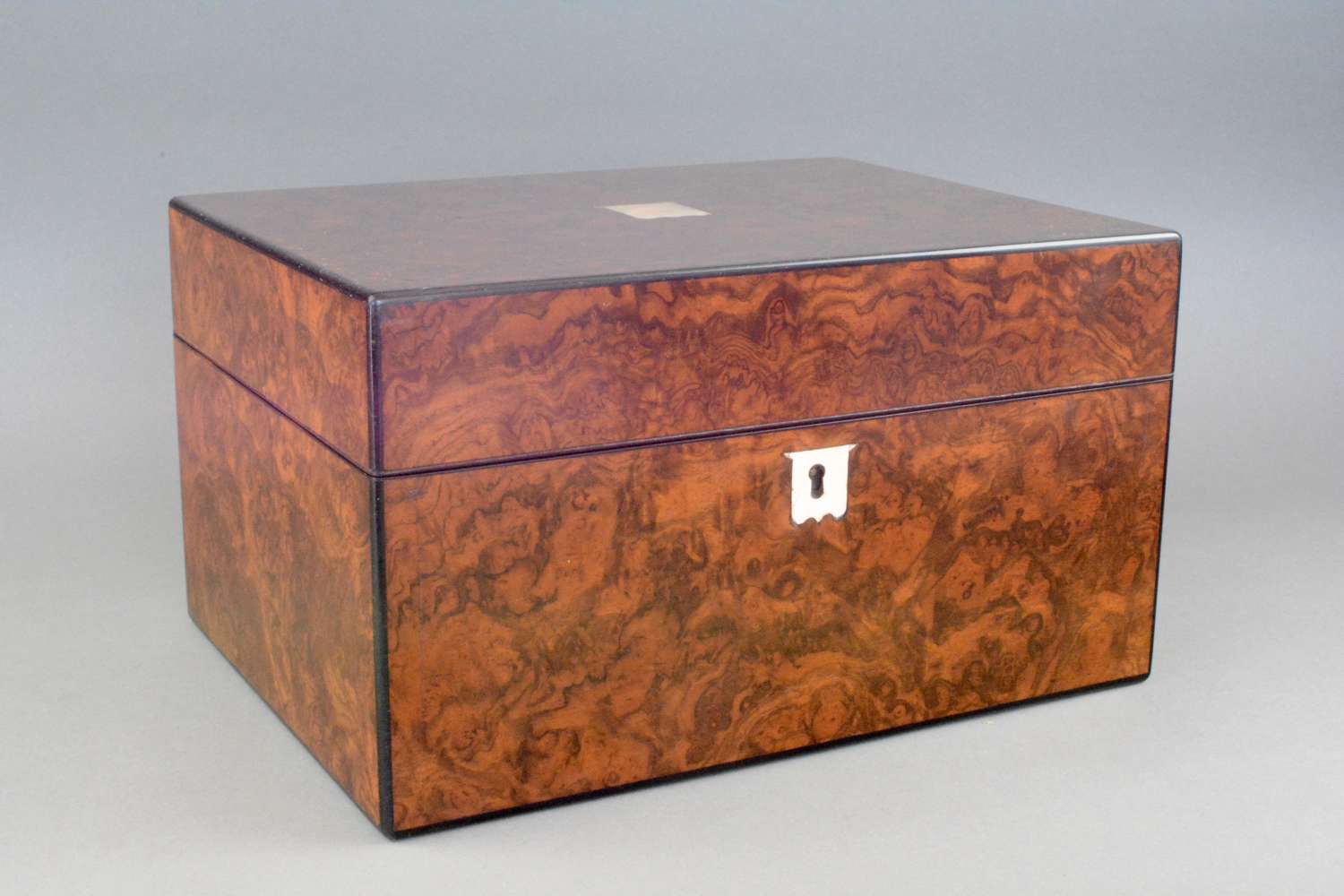 Figured walnut dressing box by Parkins & Grotto Oxford St. London