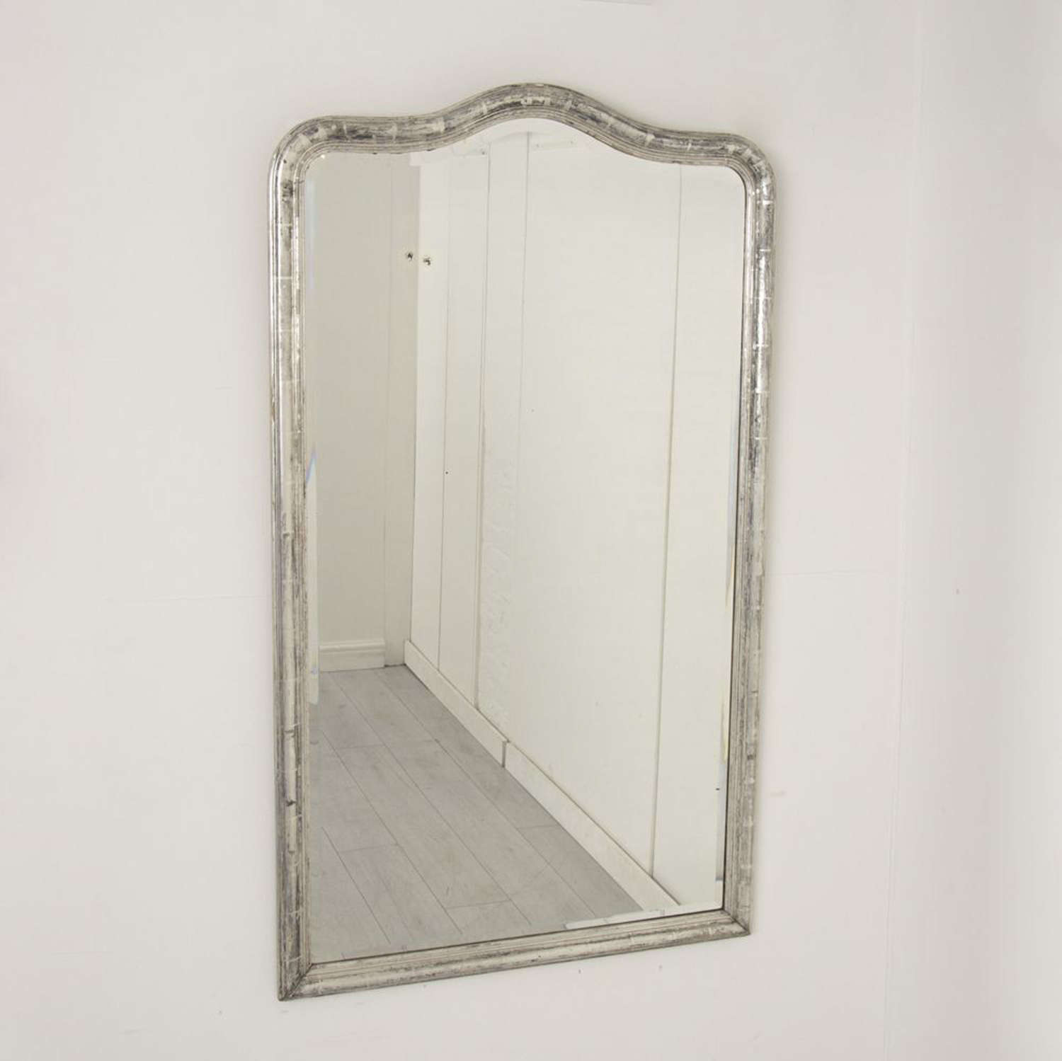 French Silver Gilt Camel Top Mirror ,Original Bevelled Mirror Plate