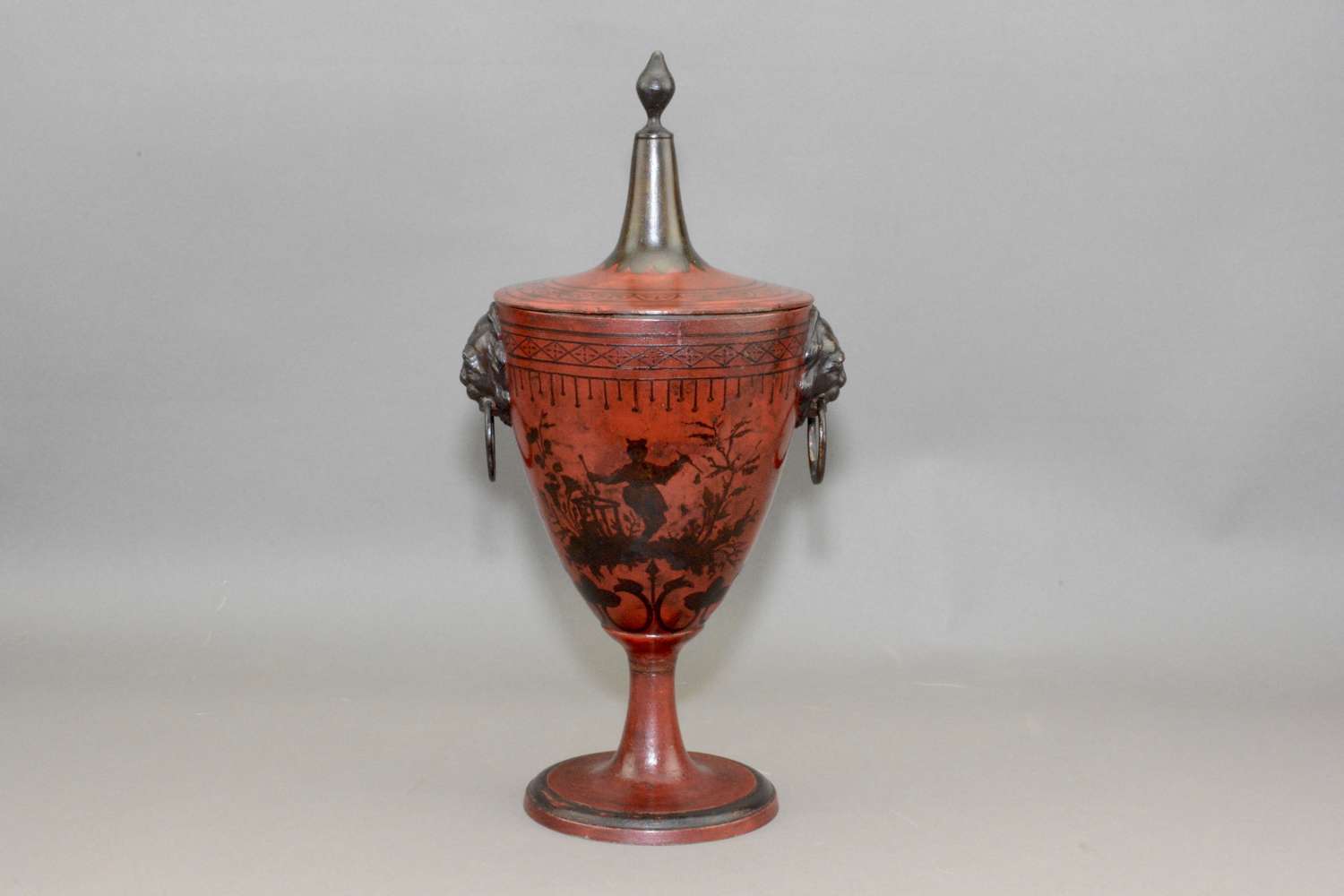 A Regency toleware chestnut urn.Circa.1820-30.