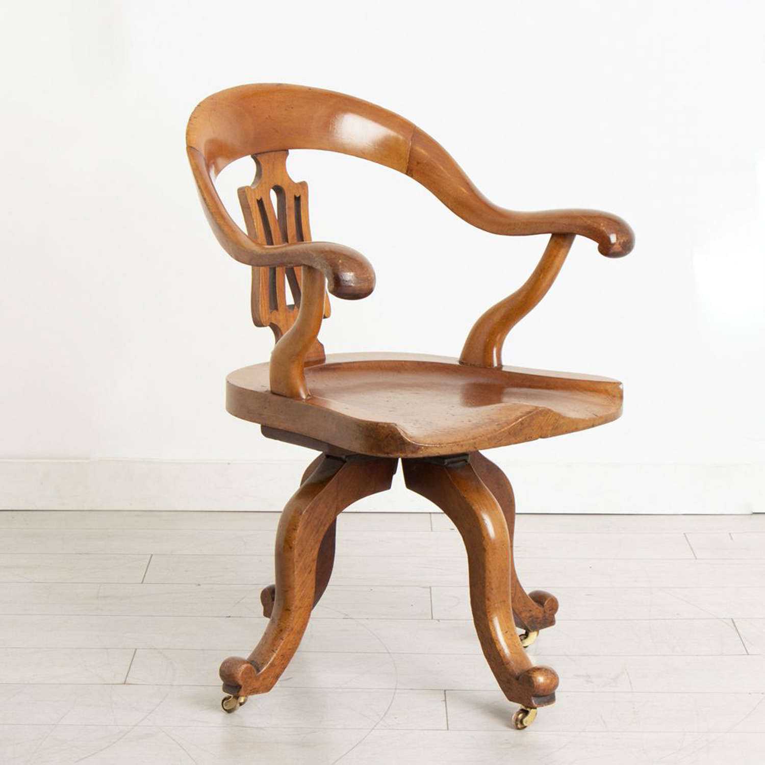 19thC Mahogany Swivel desk Chair