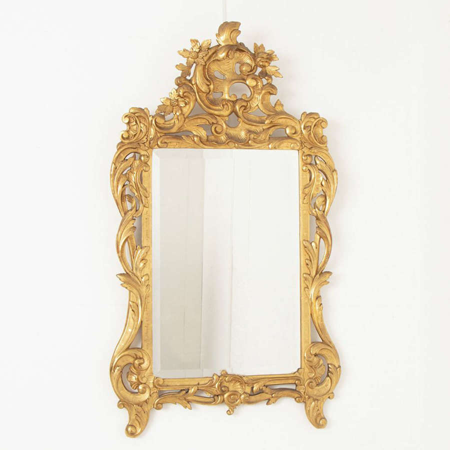 Italian Giltwood Crested Antique Mirror