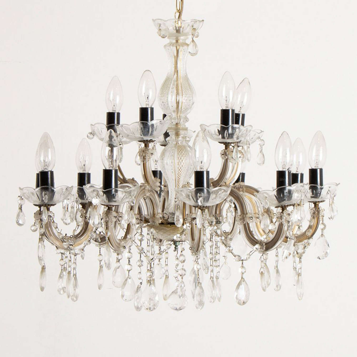 A large 1950's Maria Theresa 15 branch chandelier