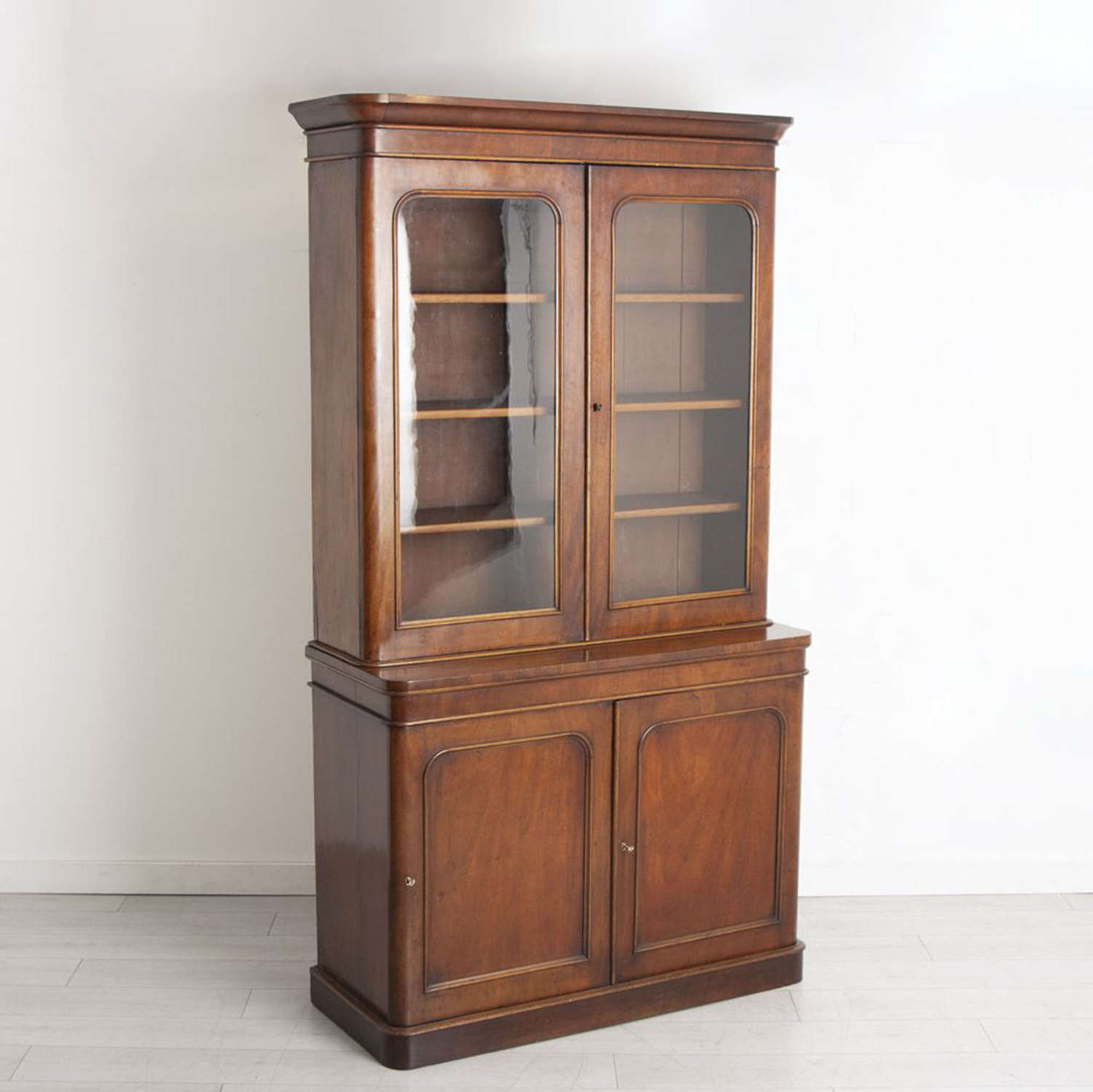 Large 19th Century Mid Victorian Glazed and Panelled Bookcase