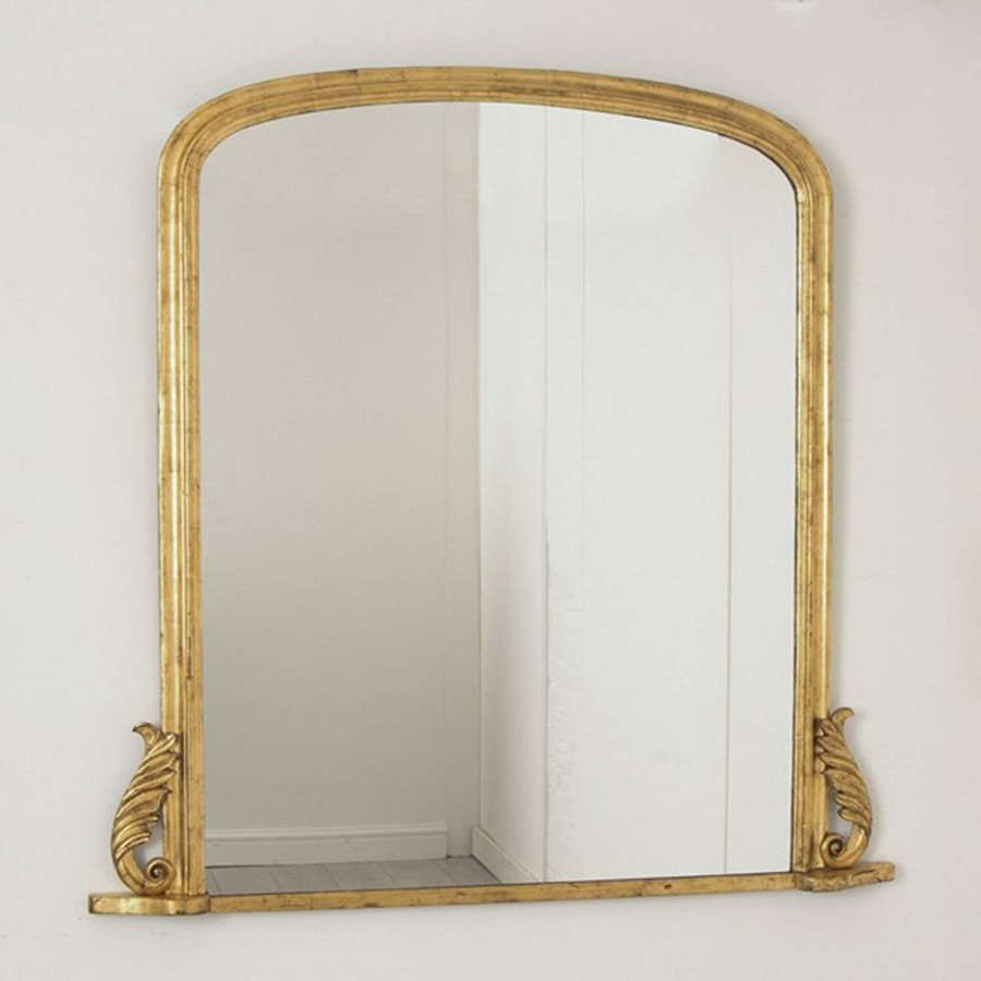 Antique Water Gilded Overmantle Mirror c.1860