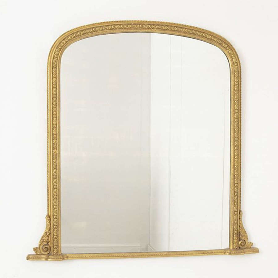 Antique Overmantle Water Gilded Mirror c.1860