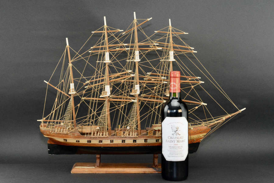 A hand made wooden model of the Spanish sailing 22 gun warship Carmen