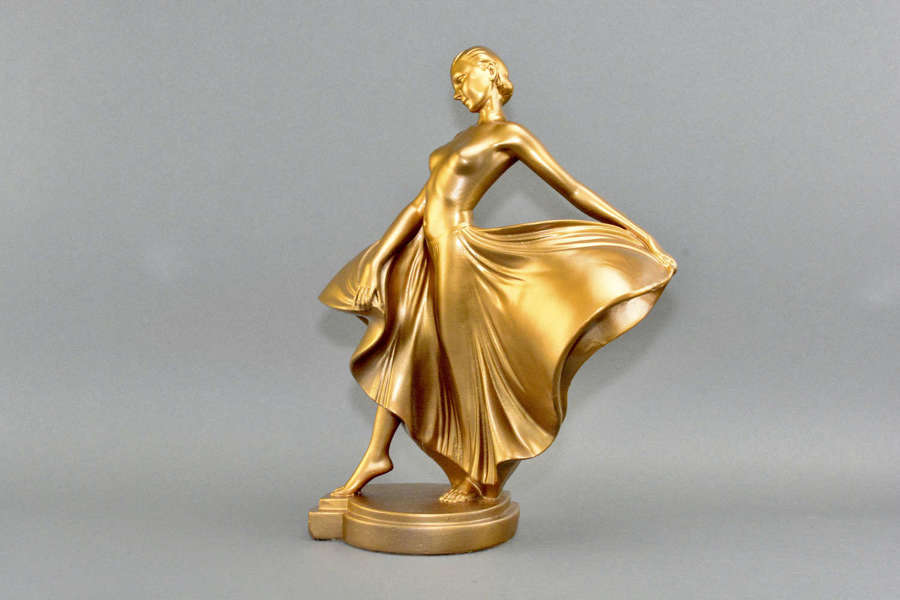 Art Deco figure of a semi-clad dancing lady. Made in England