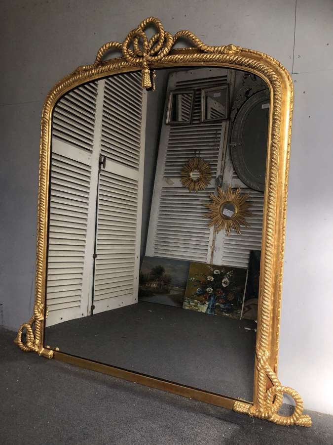 An Antique gilt maritime rope overmantle mirror C1840